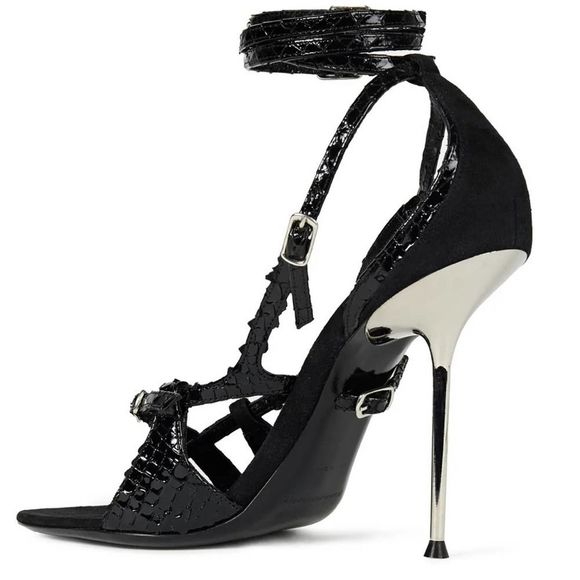 ALEXANDER WANG Kiley Calf/Snake Embossed Strappy Heel - Picture 6 of 11